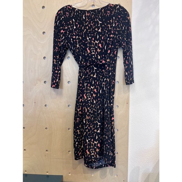 A Pea in the Pod Maternity Womens Black Leopard Print Faux Wrap Dress Size S - Picture 2 of 8